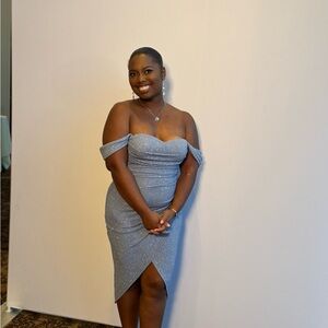 Elegant Off-Shoulder Blue Dress